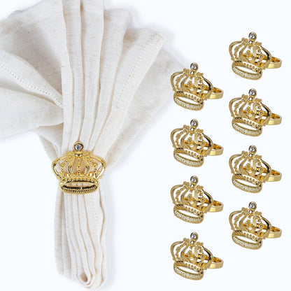 Gold Crown Napkin Rings with Diamond