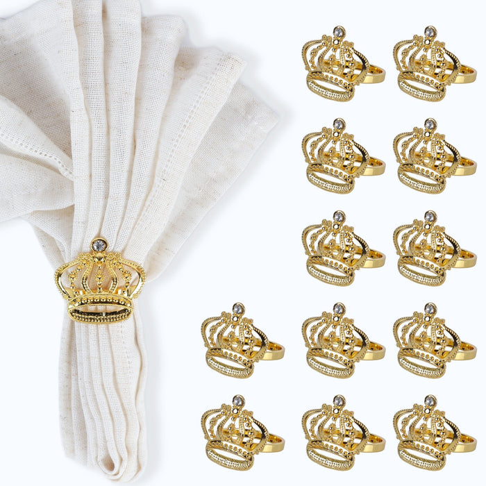 Gold Crown Napkin Rings with Diamond