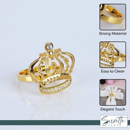 Gold Crown Napkin Rings with Diamond