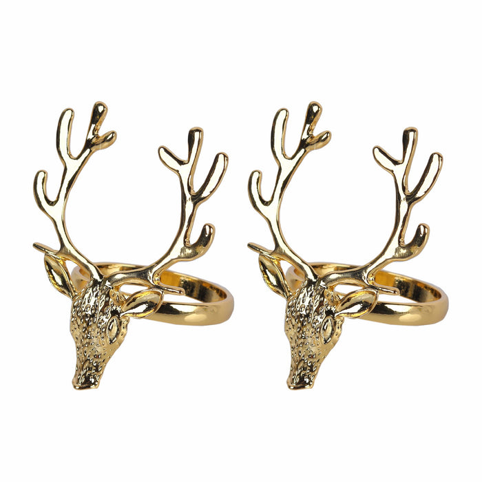 Gold Reindeer Christmas Napkin Rings
