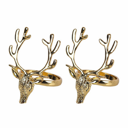 Gold Reindeer Christmas Napkin Rings