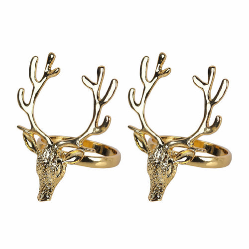 Gold Reindeer Christmas Napkin Rings