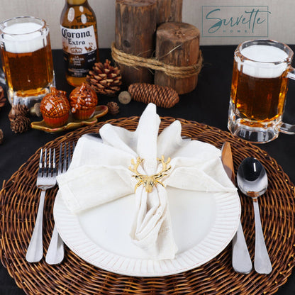 Gold Reindeer Christmas Napkin Rings