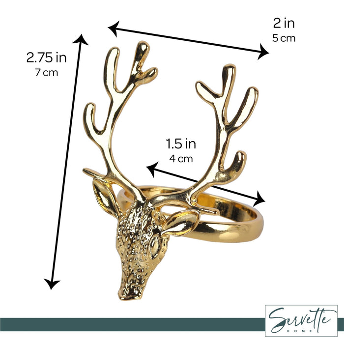 Gold Reindeer Christmas Napkin Rings