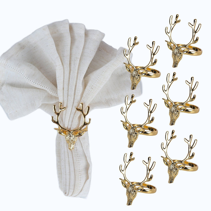 Gold Reindeer Christmas Napkin Rings