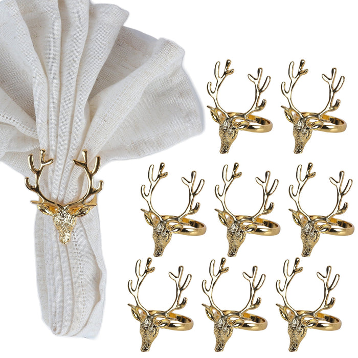 Gold Reindeer Christmas Napkin Rings