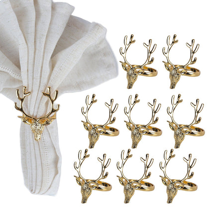 Gold Reindeer Christmas Napkin Rings