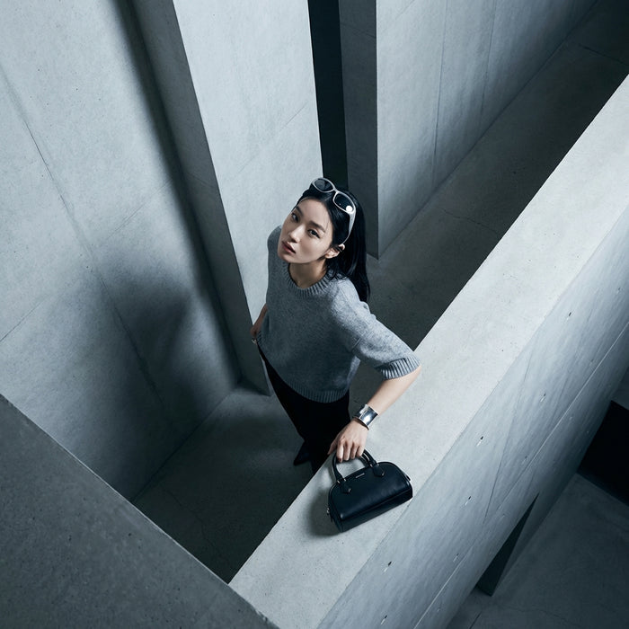 Pull tricoté gris à col rond et manches courtes pour femme - Koreanxwear
