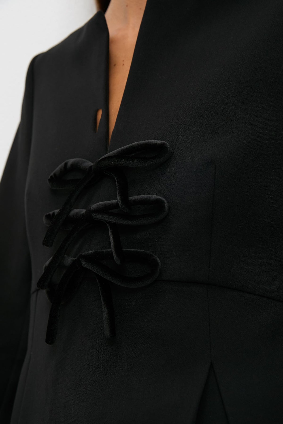 Black Crepe Blair Bow Coat Dress