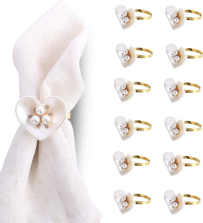 Heart Pearls Napkin Rings Set of 12