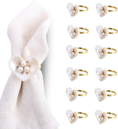Heart Pearls Napkin Rings Set of 12