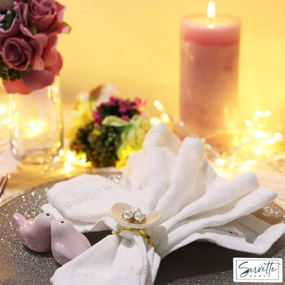 Heart Pearls Napkin Rings Set of 12