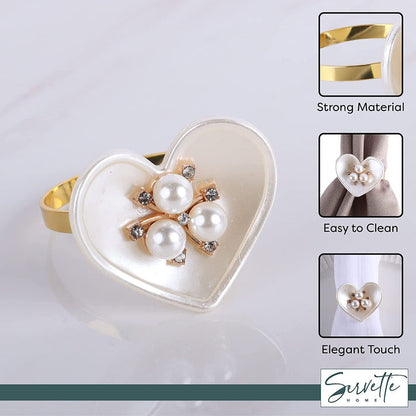 Heart Pearls Napkin Rings Set of 12