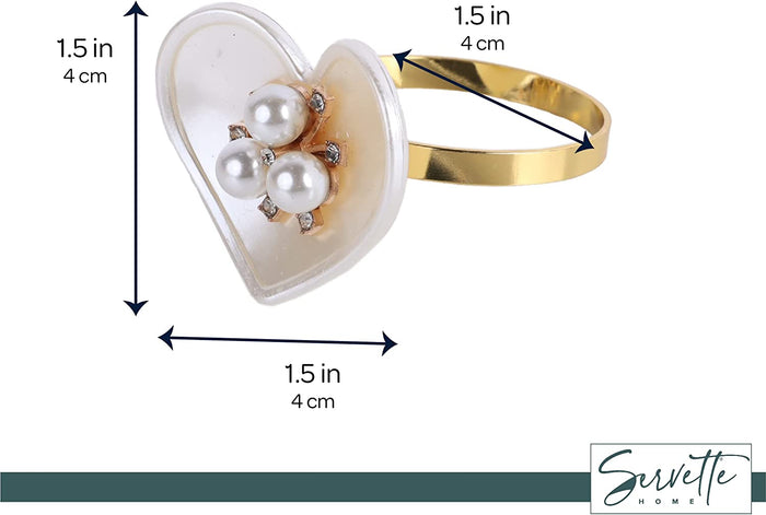 Heart Pearls Napkin Rings Set of 12