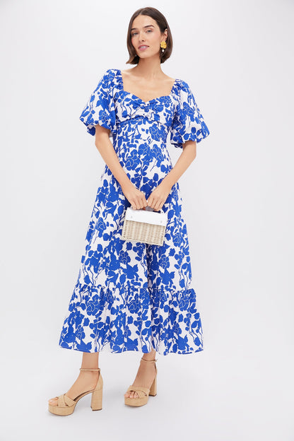 Blue Floral Seaport Midi Dress