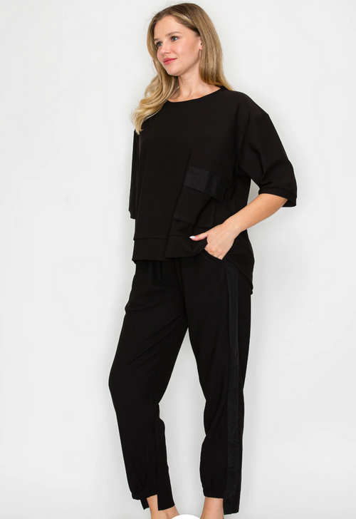 Joh- Knit Crepe Set-Black