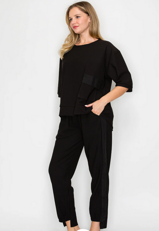 Joh- Knit Crepe Set-Black