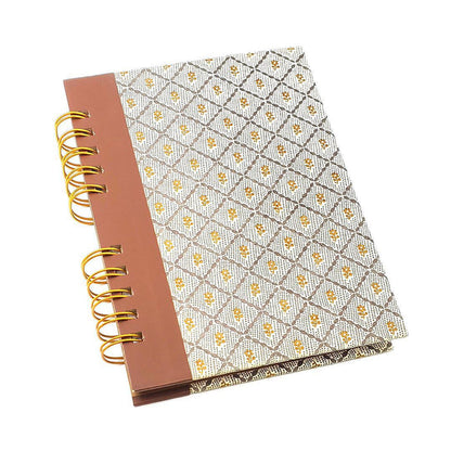 OB301C $48 - Rust Floral Diamonds Cover - Cookbook Wire-Bound Mixed Paper Notebook