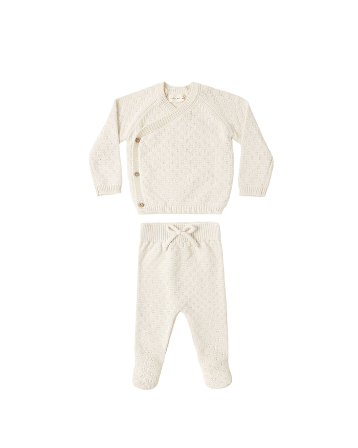 Knit Wrap Top + Pant Set ll Natural