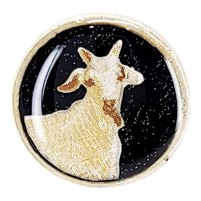 XLPGTB $20 - White Goat on Black - Land Animal Lapel Pin