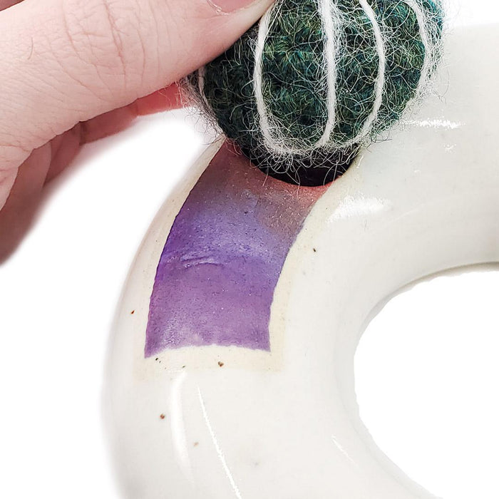Large Plush Cactus - Echinocactus Grusonii in Purple Donut Pot by Hook And Wheel