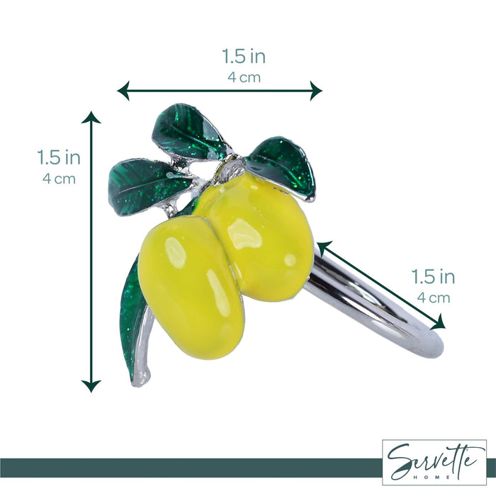 Lemons with Green Leaves Napkin Rings