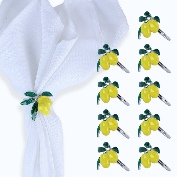 Lemons with Green Leaves Napkin Rings