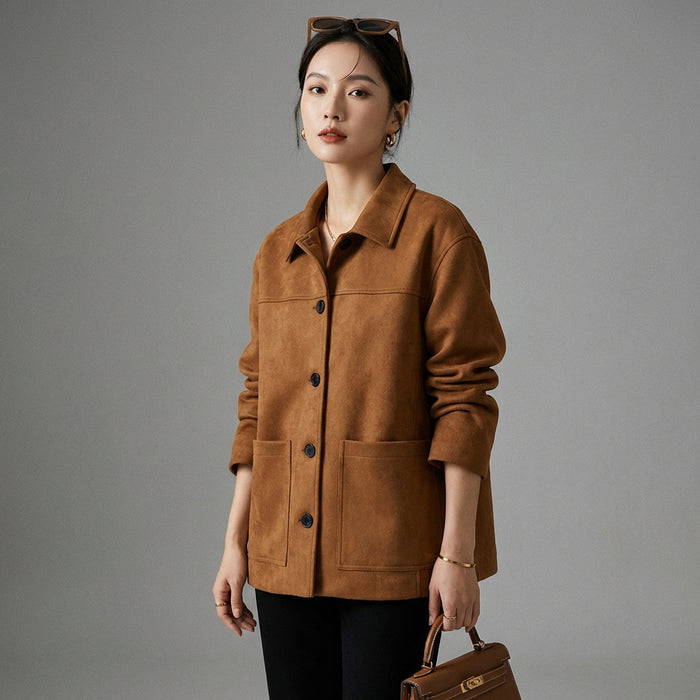 Veste loose street style femme chocolat - Koreanxwear - Taille XS