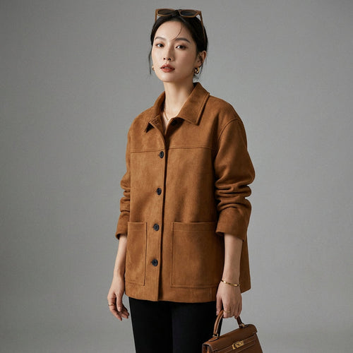 Veste loose street style femme chocolat - Koreanxwear - Taille XS