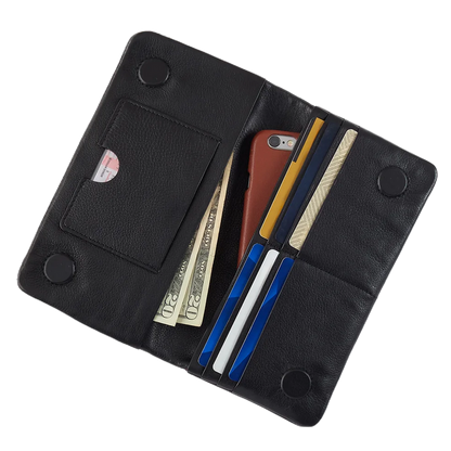 Lumen Continental Whipstitch Wallet - Black
