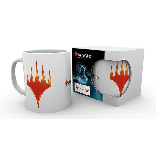 Mug Magic The Gathering Planeswalker Logo par Abystyle en céramique blanche avec emblème rouge. Contenance de 320 ml, compatible micro-ondes et lave-vaisselle.