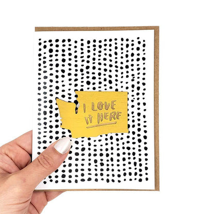 Magnet Card - WA State - I Love It Here (Yellow) by SnowMade