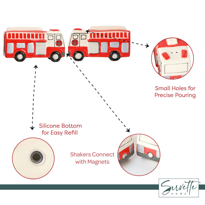 Magnetic Firetruck Salt and Pepper Shakers