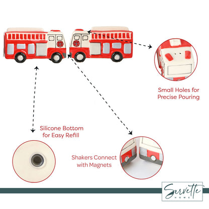 Magnetic Firetruck Salt and Pepper Shakers