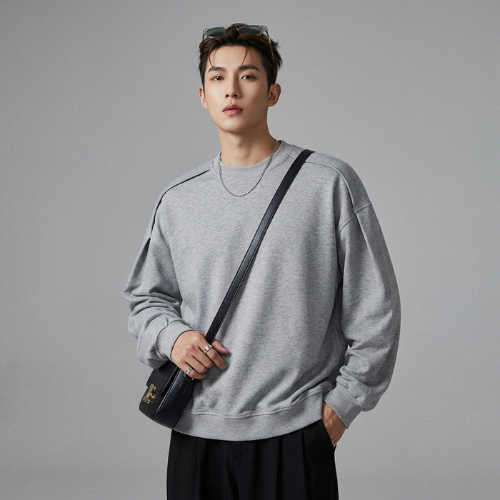 Sweatshirt déstructuré minimaliste coton noir - K-fashion unisexe - Taille M