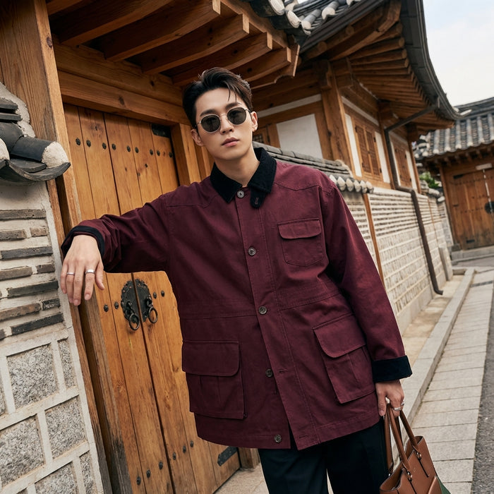 Veste homme multi-poches col rabattu color block - K-fashion