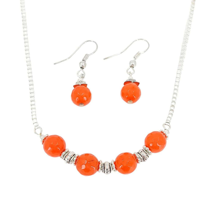 Necklace - Beaded Curved Bar (Orange Topaz) by Tiny Aloha