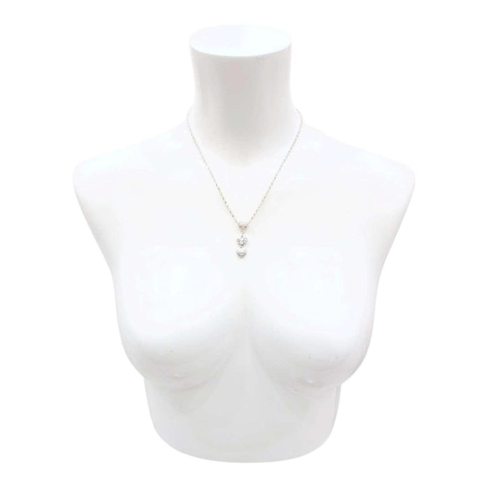 Necklace - Double Small Heart Pendant (White Crackle, Silver Plate) by Tiny Aloha
