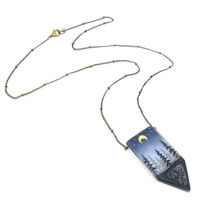 Necklace - Druzy Forest Crystal (Brass) by Fernworks
