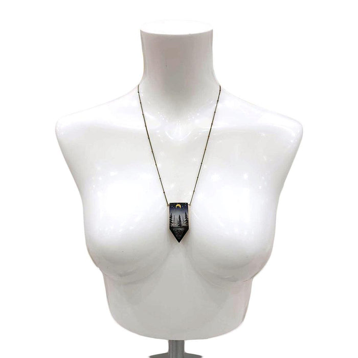 Necklace - Druzy Forest Crystal (Brass) by Fernworks