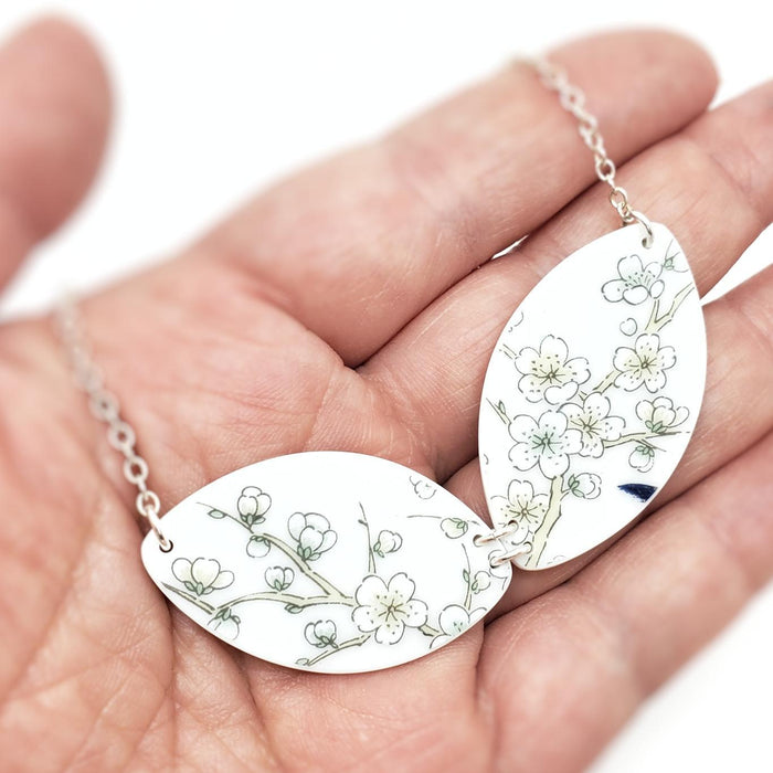 Necklace - Duo Vintage China Pale Cherry Blossoms by Material+Movement