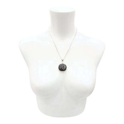 Necklace - Large Pillow Pendant (Black Ceramic, Silver Fill) by Tiny Aloha