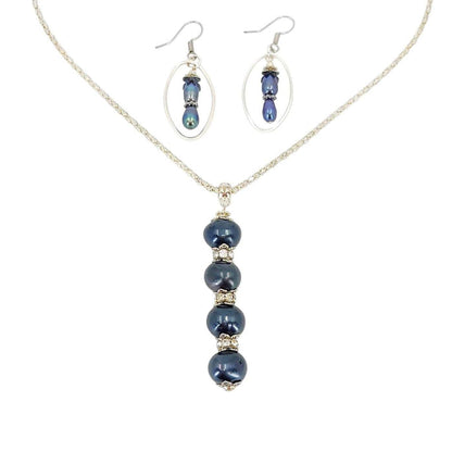 Necklace - Stacked Pearl Pendant (Blueberry) by Tiny Aloha
