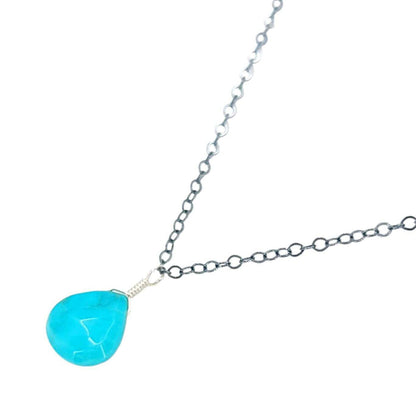 Necklace - Sterling Gemstone Drop (Turquoise) by Foamy Wader