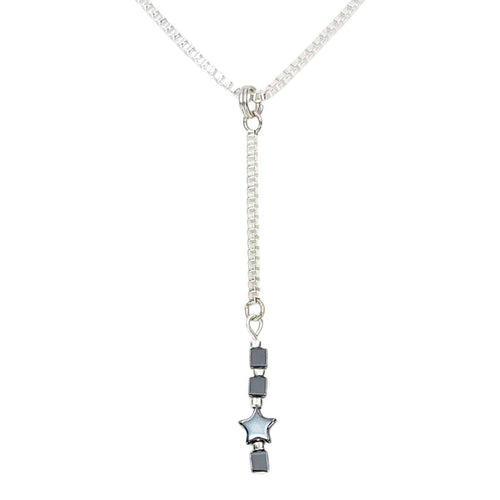 Necklace - Tiny Star Long Pendant (Hematite) by Tiny Aloha