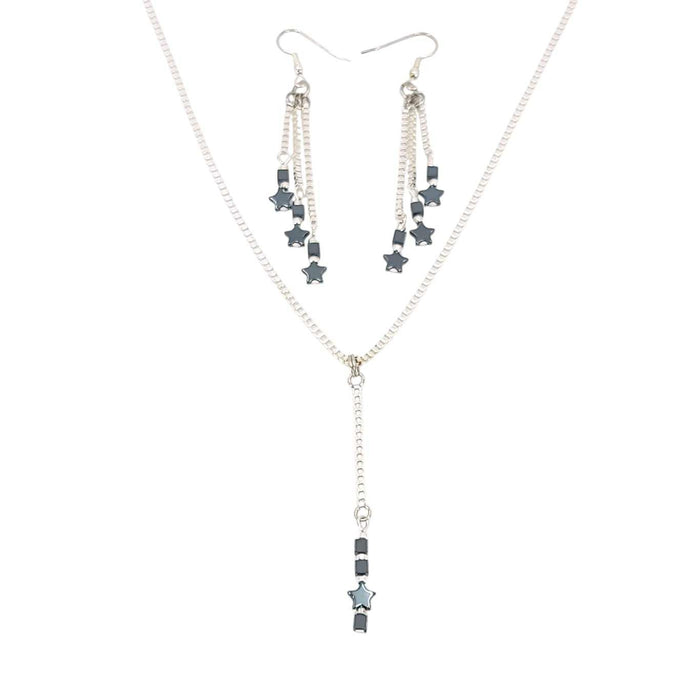 Necklace - Tiny Star Long Pendant (Hematite) by Tiny Aloha