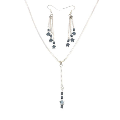 Necklace - Tiny Star Long Pendant (Hematite) by Tiny Aloha