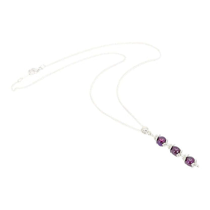 Necklace - Triple Spaced Pearl Pendant (Purple Pearl, Silver Plate) by Tiny Aloha