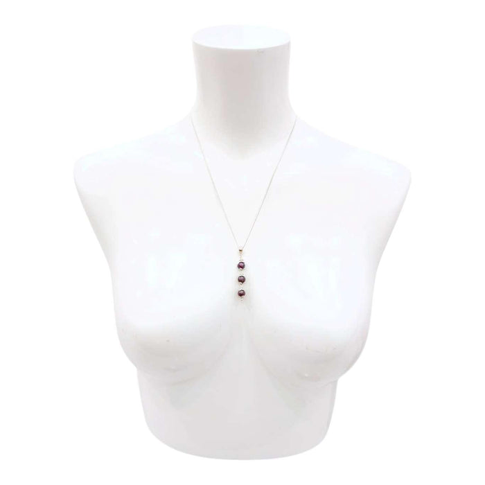 Necklace - Triple Spaced Pearl Pendant (Purple Pearl, Silver Plate) by Tiny Aloha