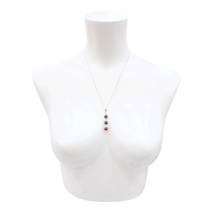 Necklace - Triple Spaced Pearl Pendant (Purple Pearl, Silver Plate) by Tiny Aloha